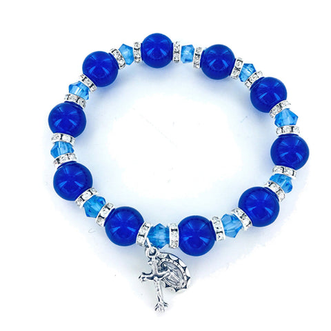 Blue Glass Beaded Bracelet - WOSR4027BL